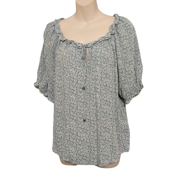 Jolt Floral Peasant Rayon Top Sz L - Picture 1 of 6
